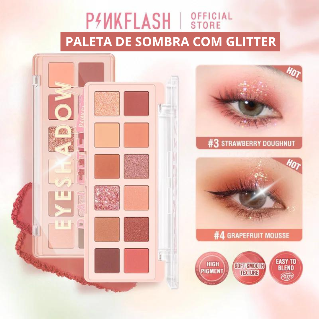 Paleta de Sombra com Glitter - PINKFLASH