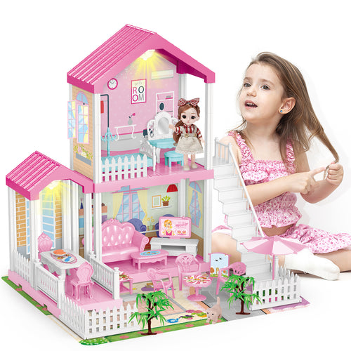 Dream House Doll For Girls Story 12 Rooms Playhousedollhouse Furniture  Accessories, Pretend Cottage Toy House, Toddler Kids  Christmas、halloween、thanksgiving Gift - Temu