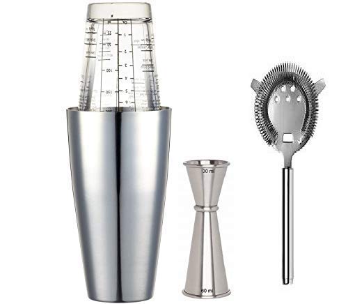 Rudra Exports Japanese Mixing Glass Set with Double Sided Jigger, Cock