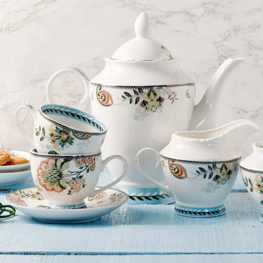 Flower Bed Cup and Saucer Set (6 Cups and 6 Saucers)