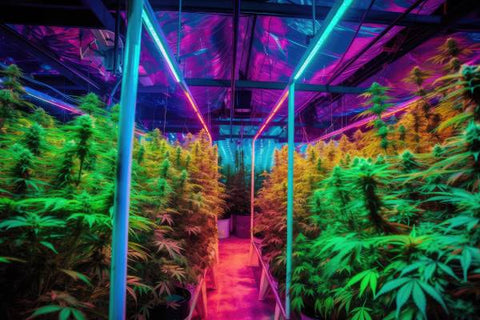 cultivo indoor de cannabis con luces led y paredes forradas en aluminio