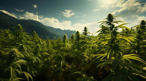 growing cannabis outdoors among the mountains