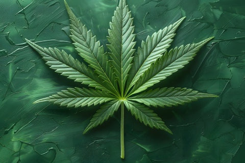 marijuana leaf on green background