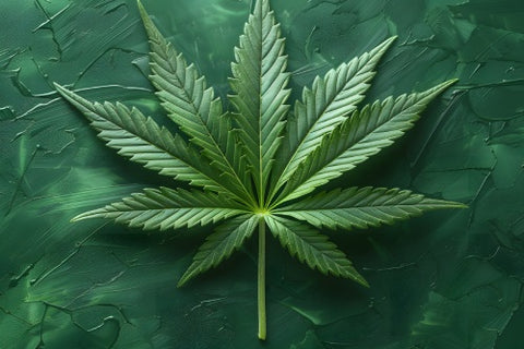 hoja de marihuana sobre fondo verde
