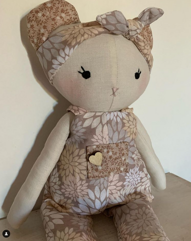 handmade bear doll made with Studio Seren bear sewing pattern