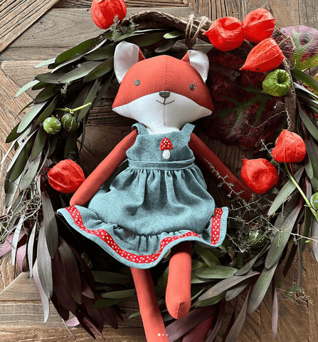 handmade bunny doll made with Studio Seren fox sewing pattern