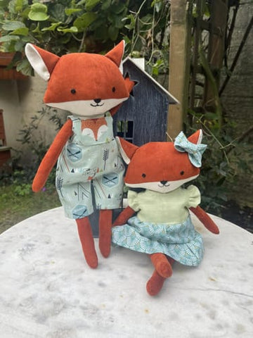 handmade fox dolls made with Studio Seren fox sewing patterns