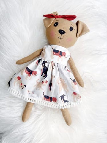 handmade Dog dolls made with Studio Seren dog sewing patterns