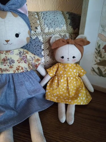 handmade dolls made with Studio Seren stuffed animal doll sewing patterns