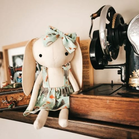 handmade bunny dolls made with Studio Seren buny sewing patterns