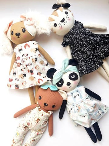 handmade dolls made with Studio Seren stuffed animal doll sewing patterns