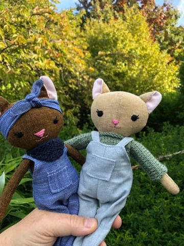 handmade cat dolls made with Studio Seren cat sewing patterns