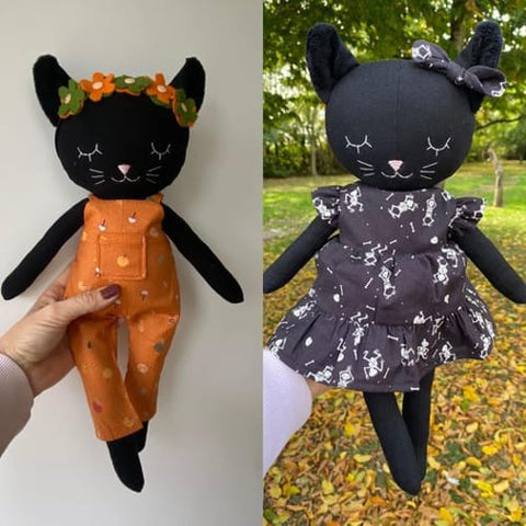 handmade cat dolls made with Studio Seren cat sewing patterns