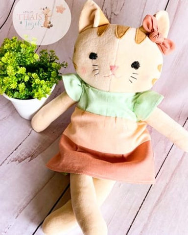 handmade Cat dolls made with Studio Seren cat sewing patterns