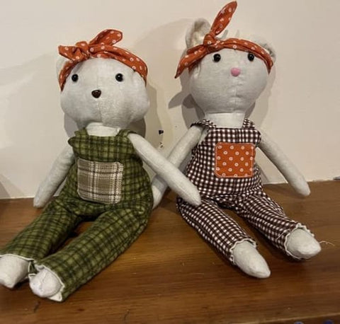 handmade bear dolls made with Studio Seren bear sewing patterns