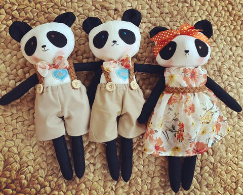 handmade  bear dolls made with Studio Seren bear  sewing patterns