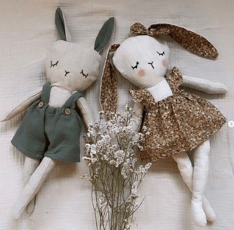 handmade bunny doll made with Studio Seren bunny sewing pattern