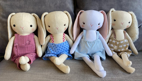 handmade bunny doll sewing pattern and tutorial