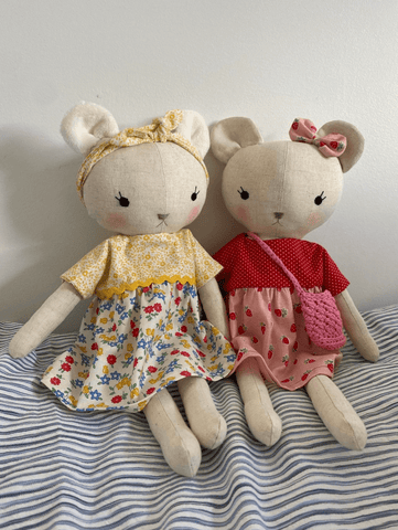 handmade teddy bear dolls made with Studio Seren bear sewing pattern