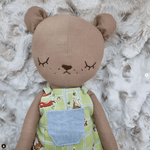 teddy bear doll made with Studio Seren bear sewing pattern