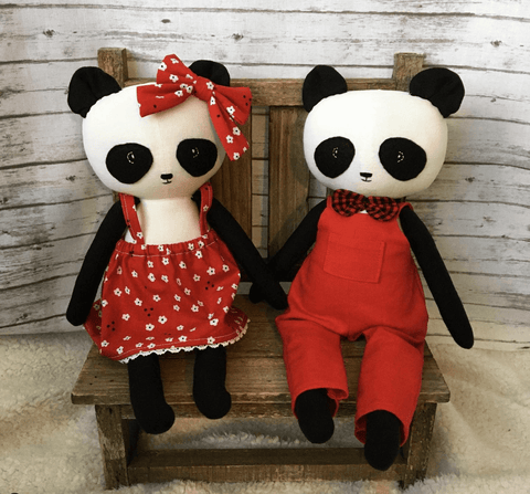 handmade panda dolls made with Studio Seren bear sewing pattern