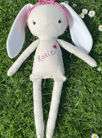 handmade bunny doll made with Studio Seren bunny sewing pattern