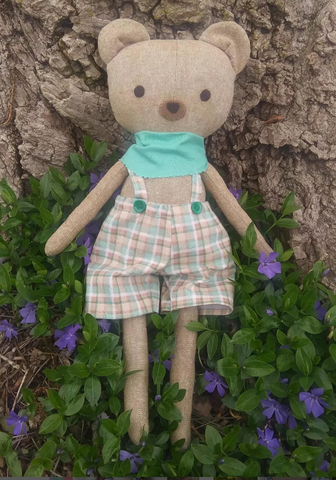 teddy bear doll made with Studio Seren bear sewing pattern