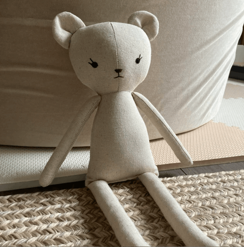 handmade bear doll made with Studio Seren bear sewing pattern