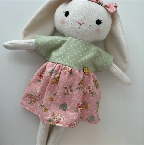 handmade bunny doll made with Studio Seren bunny sewing pattern