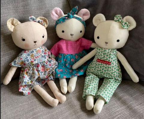 handmade bear dolls made with Studio Seren bear sewing pattern