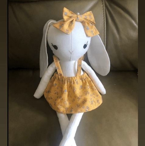 handmade bunny made with Studio Seren bunny sewing pattern