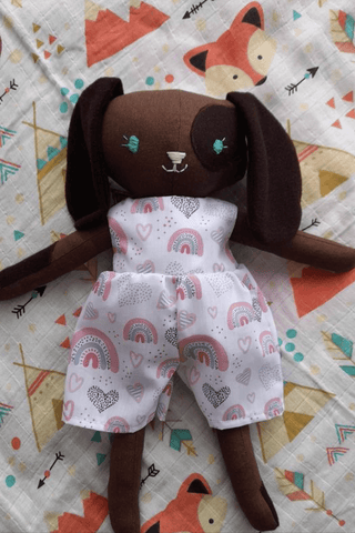 dog doll made with Studio Seren dog sewing pattern