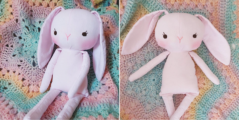 handmade bunny doll made with Studio Seren sewing pattern