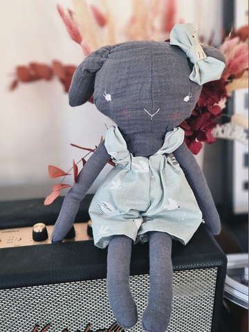 handmade bunny doll made with Studio Seren sewing pattern