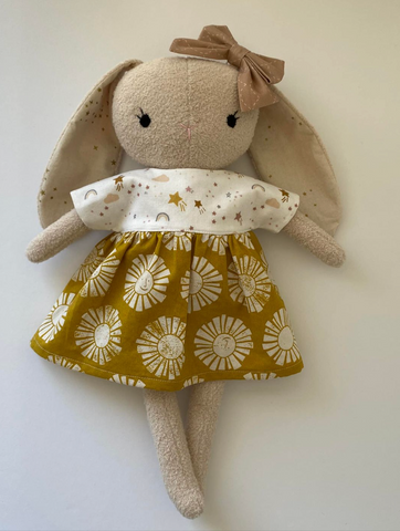 handmade bunny doll made with Studio Seren bunny sewing pattern