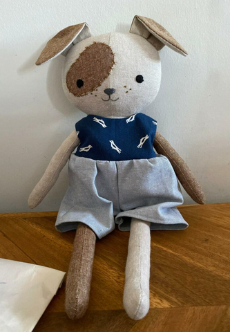 handmade dog doll made with Studio Seren sewing pattern