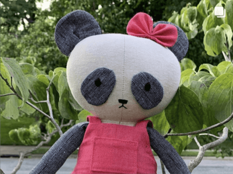 handmade panda doll made with Studio Seren sewing pattern