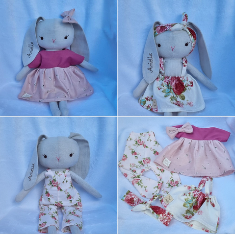 handmade bunny doll made with Studio Seren bunny sewing pattern