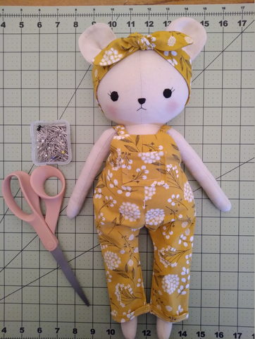 handmade teddy bear made with Studio Seren sewing pattern