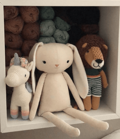 handmade bunny doll made with Studio Seren bunny sewing pattern