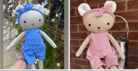 handmade teddy bear dolls made with Studio Seren bear sewing pattern