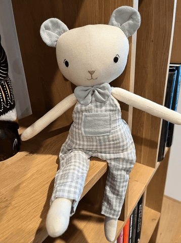 handmade bear doll made with Studio Seren teddy bear sewing pattern