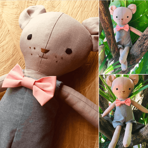 handmade teddy bear made with STudio Seren bear sewing pattern