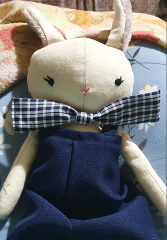 handmade bunny doll made with STudio Seren bunny sewing pattern