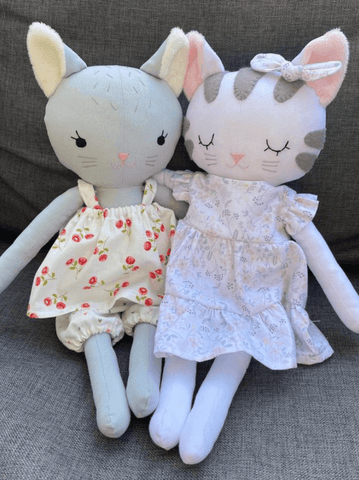 handmade cat dolls made with Studio Seren cat sewing pattern