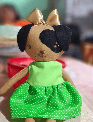 dog doll made with studio seren sewing pattern
