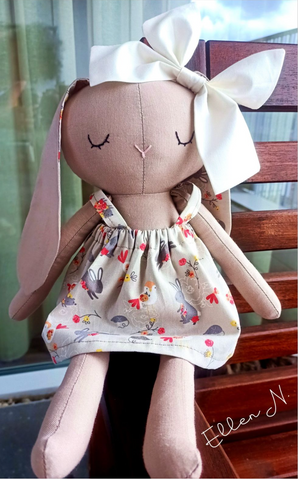 handmade bunny doll made with studio seren sewing pattern