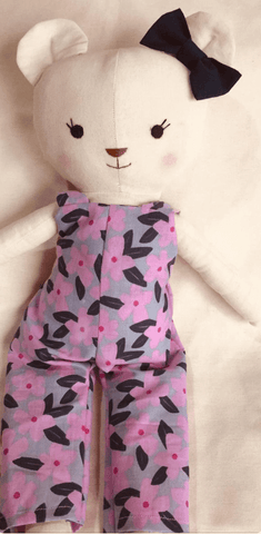 handmade teddy bear made with studio seren sewing pattern