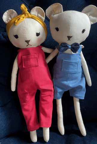 teddy bear dolls made with studio seren sewing pattern