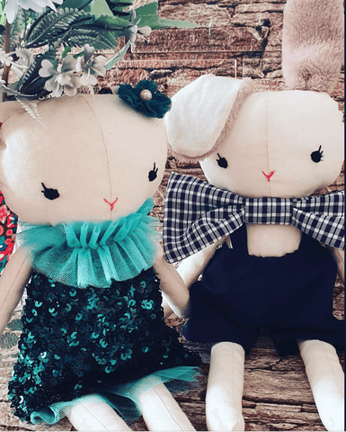 bunny dolls made with studio seren sewing pattern